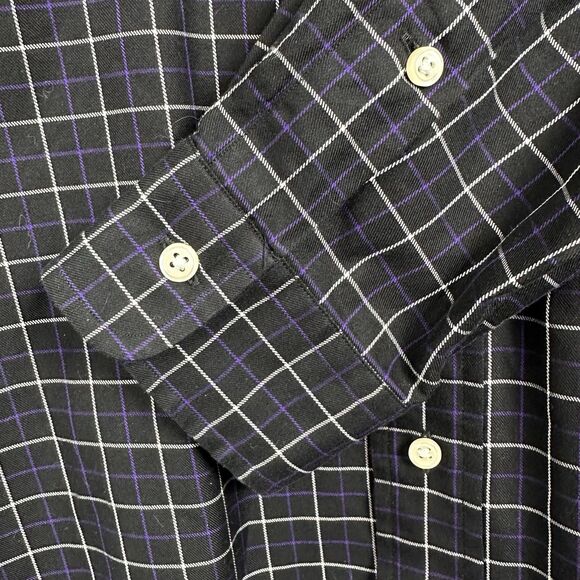 Polo Ralph Lauren Plaid Button Down Shirt Long Sleeve Mens Size L Black Purple - Picture 6 of 8